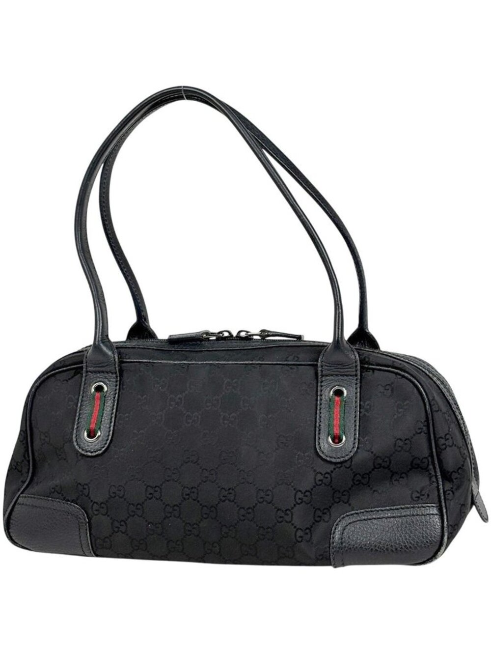 Gucci GG Pattern Shoulder Bag Sherry Line Web Nylon Black